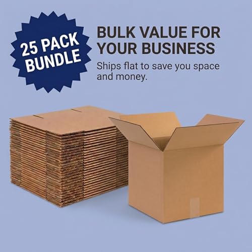 BOX USA 12x12x12 Inch Shipping Boxes (25-Pack) - Corrugated Cardboard Moving & Packing
