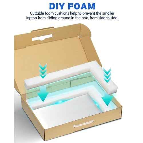 Laptop Shipping Box with Protection Foam for up to 17 Inches Notebook, Cardboard Laptop Box for Shipping, Secure Mailing Boxes