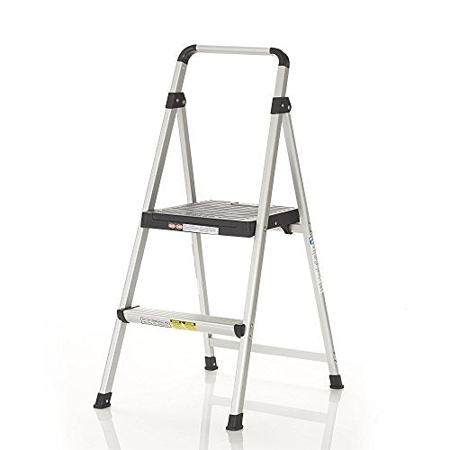 COSCO 2 Step Lite Solutions Folding Step Stool, Aluminum/Black | 2 Step