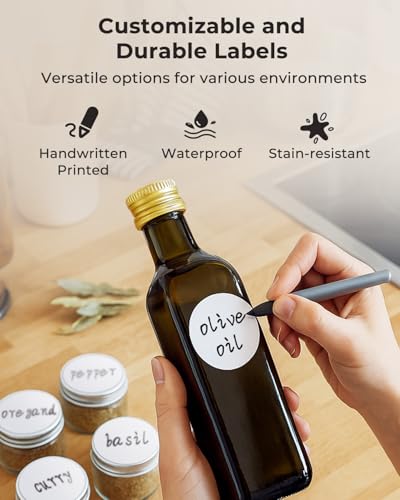 MUNBYN 2 Inch Circular Thermal Labels - White, 750 Sheets/Roll, Compatible with Thermal Printers