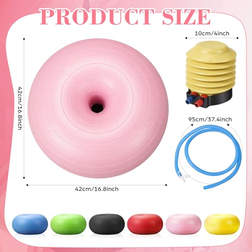 CHMKMPZG 2 Pack Inflatable Yoga Ball Chair 17.3" Donut Pink Non-Slip Stability Seating