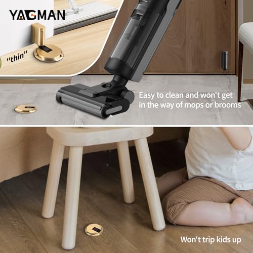 Yagman Brushed Gold Adjustable Bottom Door Stopper - No Drilling, Includes Adhesive or Screws BG-1 (1 Pack)