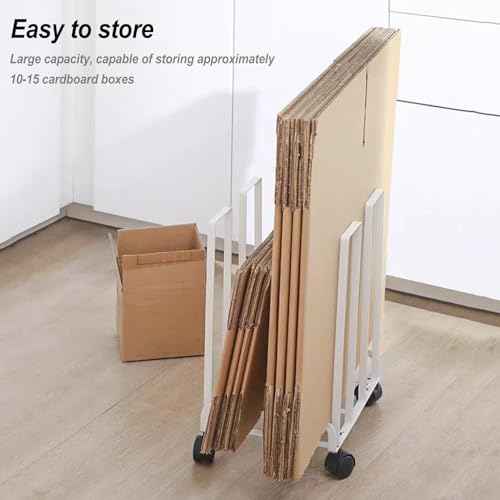 Carton Stand for Boxes, Portable Carton Storage Rack with Wheels, Cardboard Storage Carton Cart for Home Warehouse and Supermarket (White, 10.24x12.2x17.13in)