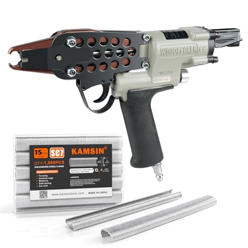 Woodpecker C-7EA 15 Gauge Pneumatic Hog Ring Gun Kit with 1000 Staples