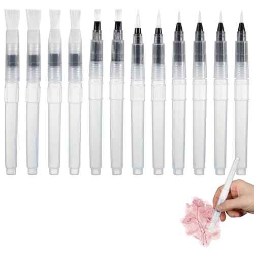 12 Pcs Envelope Sealer Moistener, Pencil Style Envelope Moistener Sealer with Fine Nylon Brush, Pointed and Flat Heads Letter Sealers for Office Classroom Painting (Clear)