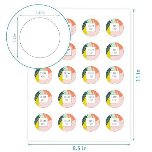 MaxGear 1.5" Round Sticker Labels, for Inkjet or Laser Printer, Matte White Printable Labels Sheets, Strong Adhesive, Dries Quickly, Holds Ink Well, 30 Sheets, 600 Pcs