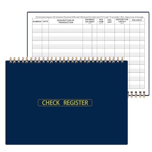 Dayvorax Print Checkbook Register – Large Print, 5-7/8 x 8-1/2 in., Spiral Bound, 60 Pages, Blue