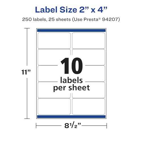 Avery Durable Waterproof Rectangle Labels, Sure Feed Technology, 2" x 4", 250 Total, Oil and Tear-Resistant, Waterproof, Laser/Pigment-Based Inkjet Printable
