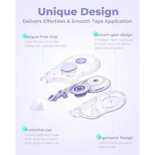 Four Candies White Correction Tape, 39.4 Feet, 4 Pack Easy to Use Applicator for Instant Corrections, Tear-Resistant, Smooth & Quick-Drying Tape for Office & School Supplies