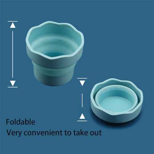 3 PCS Collapsible Paint Brush Washer Mini Foldable Silicone Watercolor Acrylic Oil Painting Silicone Washing Bucket Brush Holder Organizer Painting Water Cup for Watercolor Oil Painting