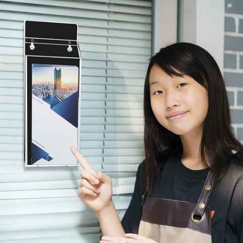 Amyhill 2 PCS Outdoor Brochure Holders 12 x 4.5 x 2.24 inches Waterproof Acrylic Envelope Holder Wall Mount Brochure Box with Lid, Clear Pamphlet Advertising Display Box for Store(Clear and Black)