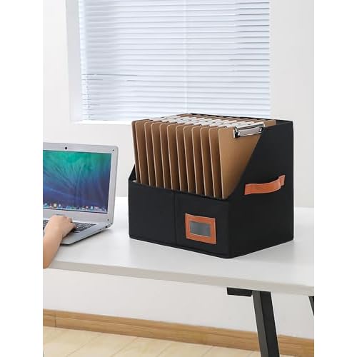 Qozary Clipboard Holder for Classroom-2 Pack Foldable Clip Board Storage Organizer Basket with Handle for Easy Carrying, Classroom Office Desk Organizer Bin, Clipboards Not Included