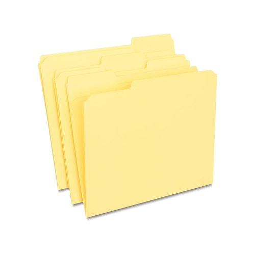 Staples 508903 File Folders W/ Reinforced Tabs Letter 3 Tab Yellow 100/Box