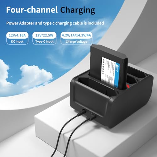 4 Slot Charging Cradle kit for Zebra TC77 TC70 TC75 Battery SAC-TC7X-4BTYC1 Barcode Scanners BT-000318 TC72 TC70X TC75X Battery Charger Station with Type-C Cable and Power Adapter (1)