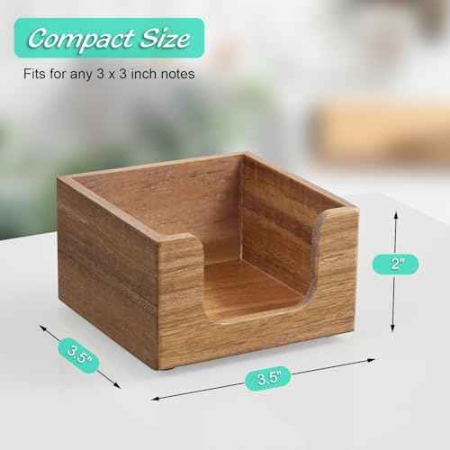 Bivvclaz Acacia Wood Sticky Note Holder, Post It Note Dispenser for Office Desk Accessories, Self Stick Note Pad Holder, Memo Pad Holder Dispenser Organizer for School Office Desk Supplies