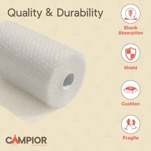 Bubble Wrap for Packing & Moving 4 Pack, 72 FT x 12¡± Bubble Cushioning Wrap with 3/16¡± Small Bubbles & 10 Fragile Stickers, Tear-Perforated Every 12¡±, Lightweight Protective Packaging for Moving