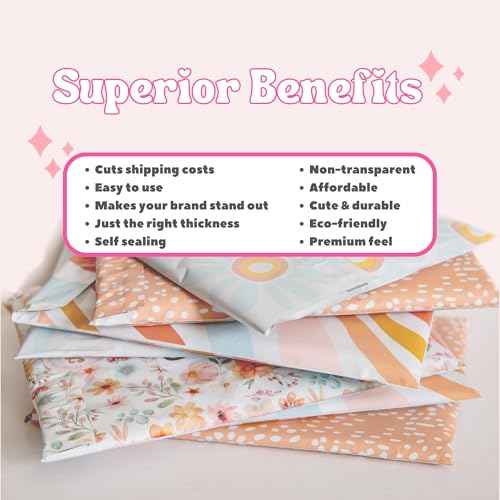 Picksie Mailers - Boho Poly Mailers 10x13 100 Pack Bundle Bulk Polymailers Shipping Supplies for Small Business Boutique Envelope for Clothing Cute Designer Plastic Bags - Boho Bundle