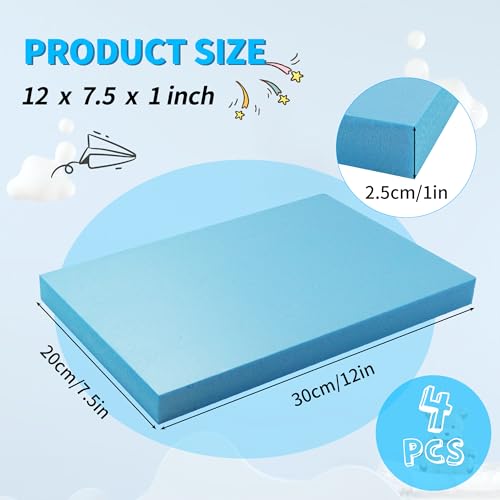 LuckyFoam Blue Foam Sheets 4 Pack 12x7.5 Inch 1 Inch Thick for Crafts & Insulation