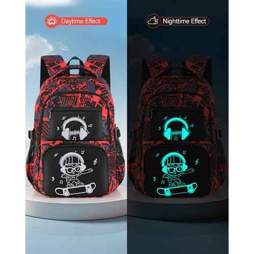 School Backpack for Boys Backpacks for Kids Camo Bookbag Teens Middle School Bags Waterproof Travel Backpack-Red
