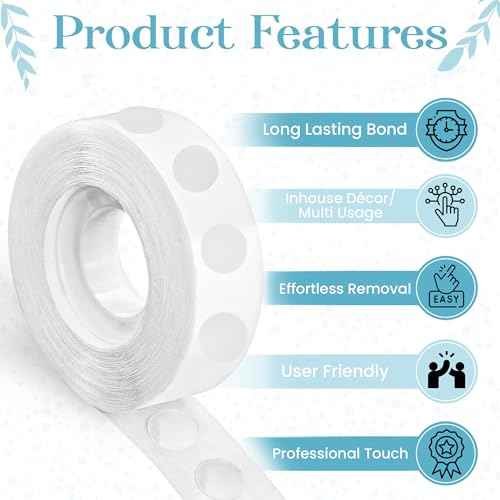 Balloon Sticky Dots Double Sided ? 1000 PCS Balloon Tape for Arch, Balloon Stickers for Wall, Removable Adhesive Dots for Crafts, Party, and DIY Decorations