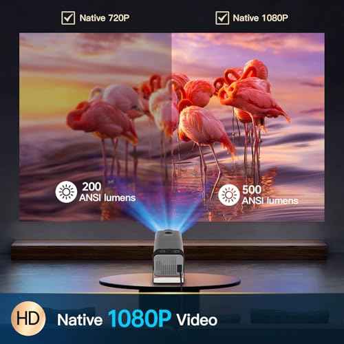 [180¡ÆAdjustable Stand]HIPPUS Smart Mini Projector with WiFi and Bluetooth, Full HD 1080P, Auto Keystone, Portable Ceiling Projector,Wifi 6,Android 11.0 (Black)