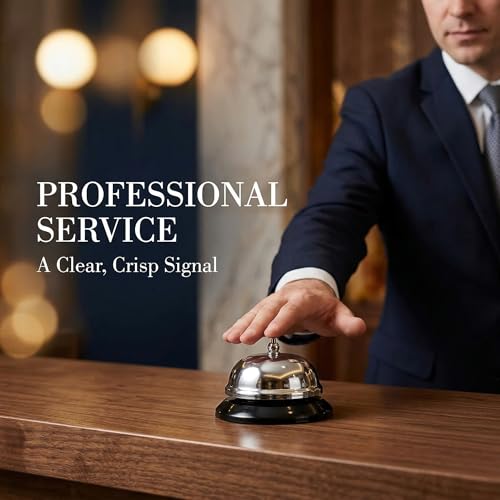Chrome Service Call Bell - 3.4 Inch Loud Desk Bell for Hotels & Offices