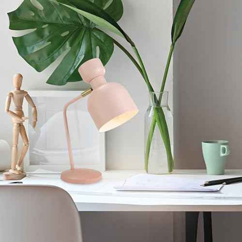 GLOBE Electric 52297 16" Desk Lamp, Matte Pink, Brass Pivot Joint, in-Line On/Off Switch, Reading Light, Dorm Room Essentials, Lamps for Living-Room, Office Supplies, Lights for Home