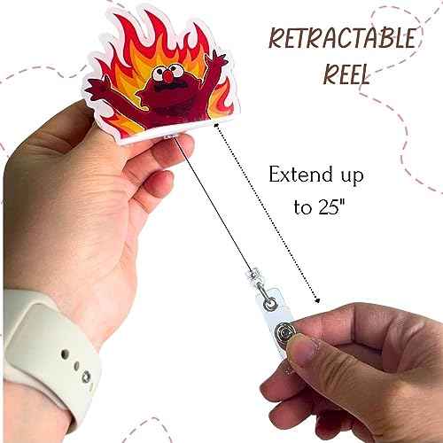 YJ PREMIUMS 8PC Funny Cute Fun Badge Reel Holder ID Card Retractable Clip for Nurse Nurses Nursing Teacher Office Workers | Meme It¡¯s Fine Just My Face Job Descriptions Goose Bumps Coworkers Gifts