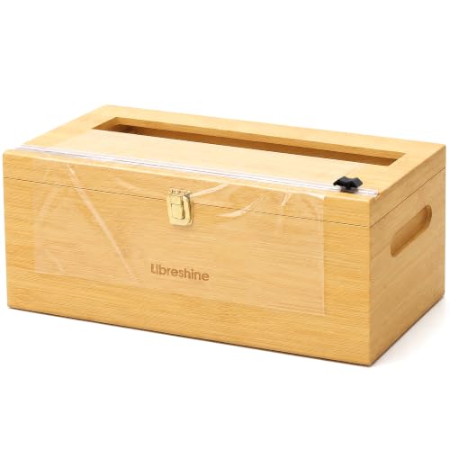 Libreshine 12-Inch Bamboo Plastic Wrap Dispenser with Cutter for