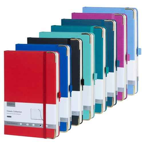 A5 Lined Journal Notebook - 100 GSM Thick Paper, 8 Pack Hardcover Journaling Notebooks for Writing, Work, Travel, School, College Ruled Journals for Women Men, PU Leather Note Books, 5.5¡±x8.3¡±
