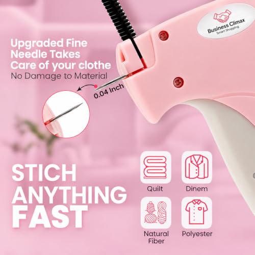 Premium Stitch Gun for Clothes – No-Sew Handheld Tagging & Hemming Tool with 6 Needles, 1,500 Black & 1,500 White Fasteners