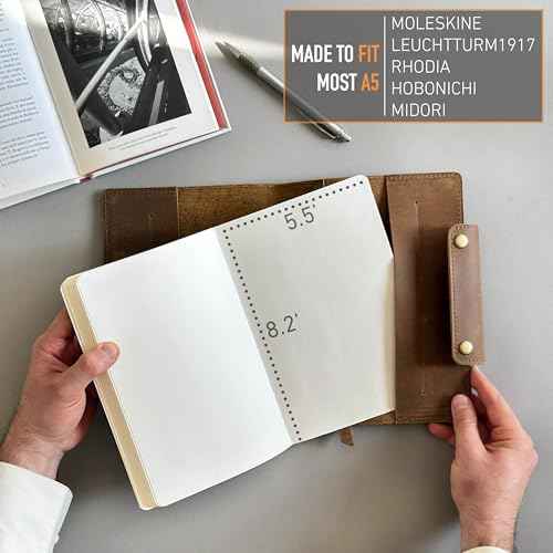 Albero A5 Genuine Leather Journal Refillable ? 5x8 Notebook Cover ? 360 Lined Pages (100gsm) ? Writing Diary Organizer - Vintage Brown Handmade Note Book for Men & Women