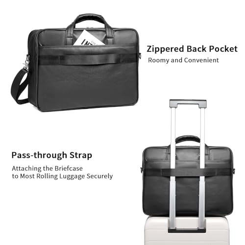 seyfocnia Men¡¯s Leather Messenger Bag, 15.6 Inch 17.3 Inch Laptop Briefcase Satchel Computer Shoulder Bag Business Handbag