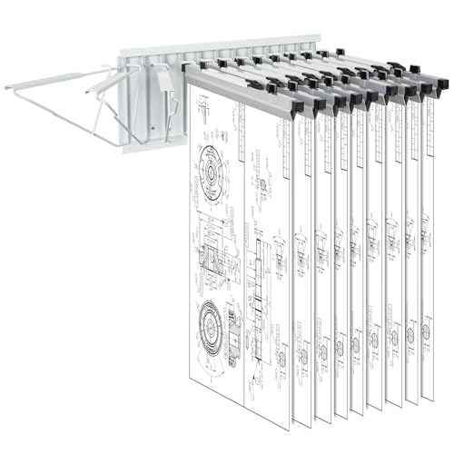 VEVOR Wall Mount Blueprint Storage Rack ? Holds up to 1200 Blueprints, Hanging Blueprint Holder with 12 Pivot Brackets, for 24", 30", 36", or 42" Clamps(Rack Only Without Clamps)- Heavy Duty(240lbs)