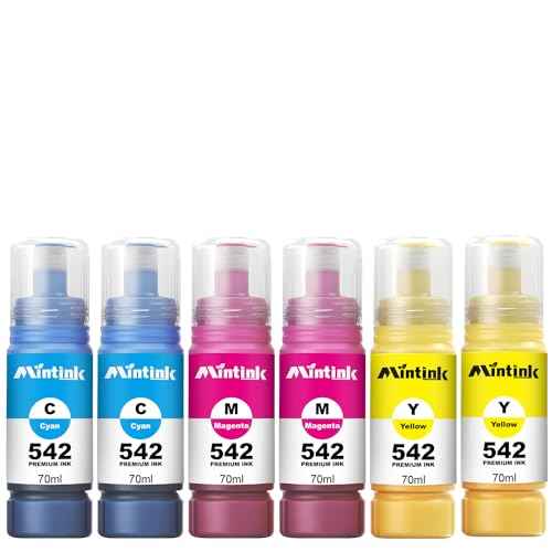 542 Ink Refill Bottles Color Combo Pack Replacement for 542 Ink Refill Bottles Use with ET-5850,ET-8550,ET-5150, ET-5800,ET-5880, 542 Pigment Ink (2 Cyan 2 Magenta 2 Yellow)