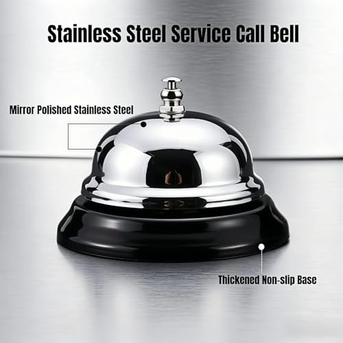 Stainless Steel Call Bell for Reception Hotel Restaurant Pet Training 3.35in