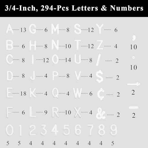 C CRYSTAL LEMON 394-Piece Letter Board Letters ? 3/4-Inch White Letters, Numbers & Symbols ? Felt Board Accessories for Changeable Message Boards