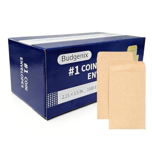 Officeva 1000 Pcs Small Coin Envelopes 2.25 x 3.5 inch Gummed Flap - Bulk Pack