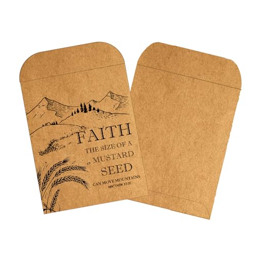 50 Pack Kraft Mustard Seed Faith Envelope Bulk Storage Pockets - Resealable