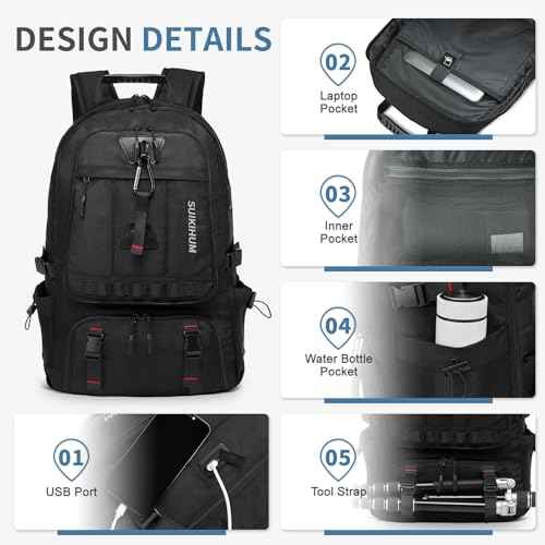 45L Travel Backpack for Men, TSA Approved Carry On Laptop Backpack Expandable, Business Backpack for Work Water Resistant, Black