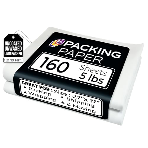 White Packing Paper Sheets 27" x 17" (160 Sheets, 5 lb) Bulk Moving Supplies