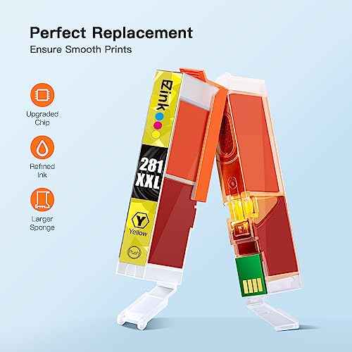 E-Z Ink Compatible Ink Cartridge Replacement for Canon CLI-281XXL 281 XXL for PIXMA TR7520 TR8520 TS6320 TS6120 TS6220 TS8120 TS8220 TS9120 TS9520 TS9521C Printer (Cyan, Magenta, Yellow) 6 Pack