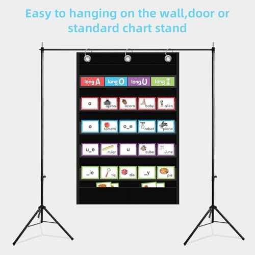 5+1 Pockets Standard Pocket Chart, Clear 5 Pockets Words Chart with Extra Storage Pocket for School Home Office Use,Standard Size:25.2¡± x 17¡± Letter Cards, Word Wall and Sentence Strips.