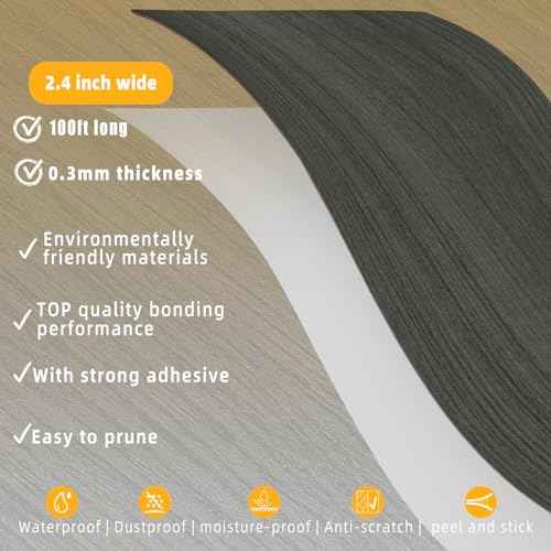 GSCIT Club Wood Grain Repair Tape, 2.4 inch X 100ft Self Adhesive Dark Walnut Grain Repair Patch for Tables, Chairs, Baseboards, Doors, Windows, Floors, Handicraft DIY.