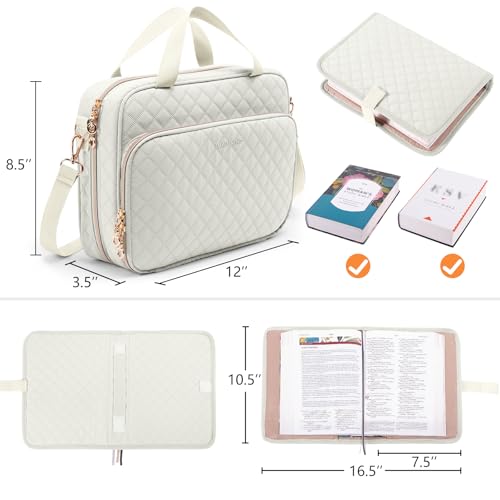 IMAGINING Large Bible Case with Bible Cover for Women - Bible Carrying Case with Shoulder Strap - Bible Bag Packed in Gift Box - Bible Carrier with Pockets for Bible Study Suppliers - Bible Gift Girls