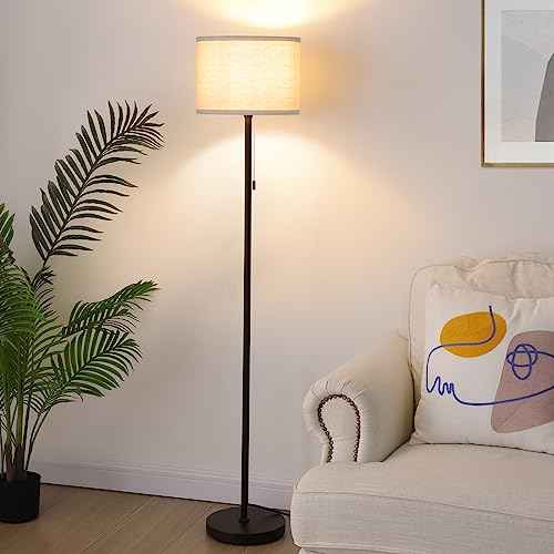FOLKSMATE Floor Lamp for Living Room, LED Modern Simple Standing Lamps, Tall Lamp for Bedroom, Kid, Office, Reading Room Black Pole Light Without Bulb
