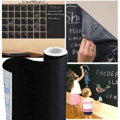 Chalkboard Wallpaper Peel and Stick,18 ¡¿ 79 Inches, Removable Blackboard Contact Paper Wall Sticker Self Adhesive Vinyl Decal, Bonus 5 Chalks (1 Roll 1.5ft.x6.6ft.)