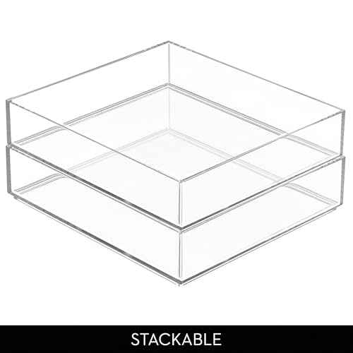 iDesign Stackable Makeup Drawer Organizer Tray - Vanity Organizer or Desk Organizer, Set of 4, Clear