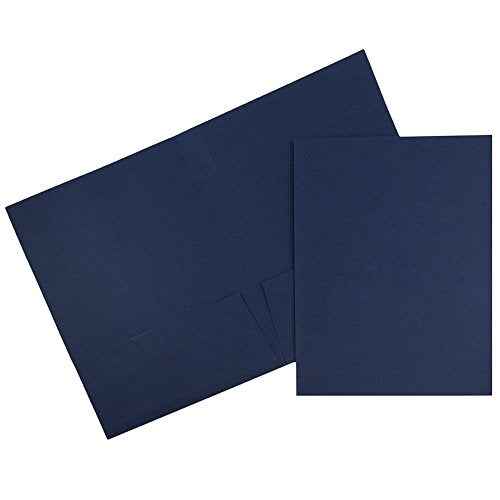 JAM PAPER Two Pocket Textured Linen Presentation Folders - Letter Size Business Folder - Navy Blue - Bulk 25/Pack