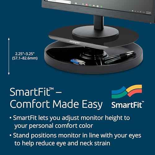 Kensington Smart Fit Spin2 Monitor Stand - Black (K52787WW), 3.1" x 12.6" x 12.6"